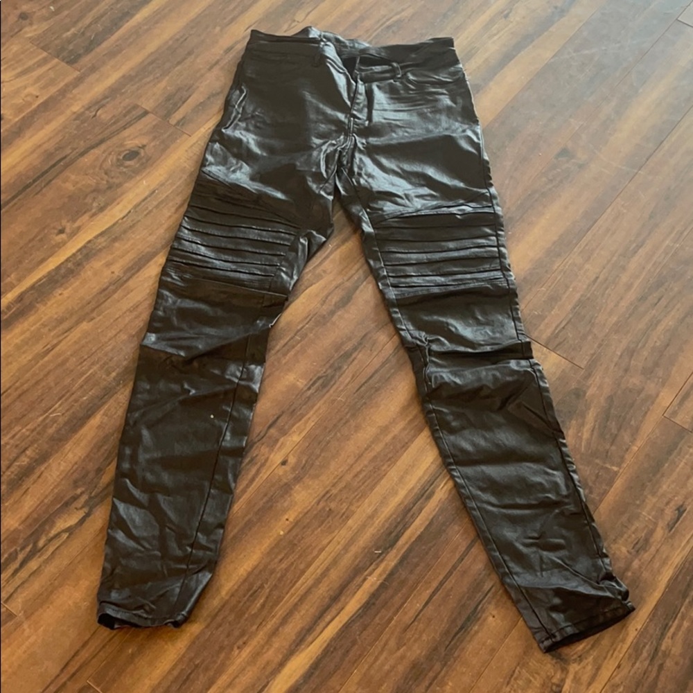 Black Moto imitation leather Stretch jeans